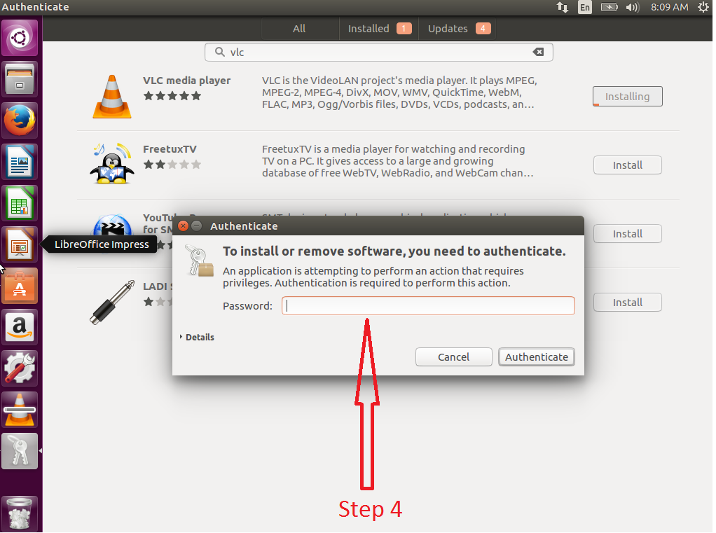 Install VLC on ubuntu using ubuntu software center-2